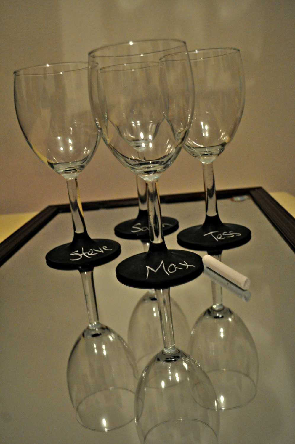 Items similar to Chalkboard Label Wine Glass Set of 4 on Etsy