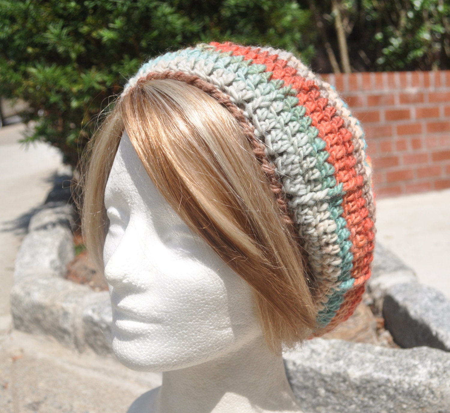 Crocheted Slouchy Beret - Crocheted Hat in Mesa - Wool