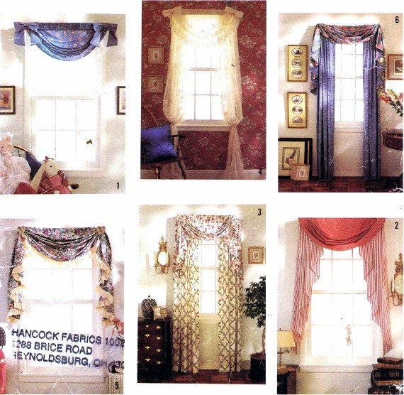 Items similar to Curtains Festoon Jabot Panels Swag Window Treatments