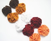 10 Medium Size Yoyo Fabric Flowers - Embellishments,Fall,Winter,Hair Accessories,Cards,Ect. - whatshername