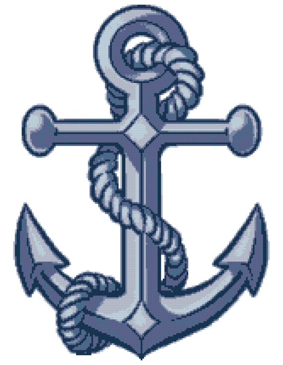 Fouled Anchor in Blue for Custom Kit by WooHooCrossStitch on Etsy