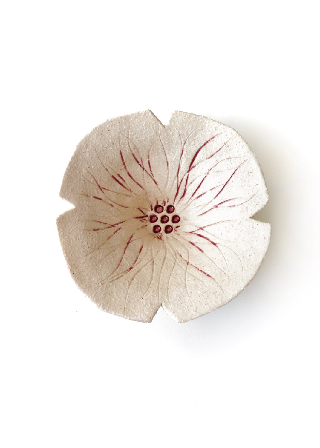 Poppy flower Functional Sculpture Cream Stoneware Ceramic Pottery Decorative Home Decor Gift For Her Hostess Gift Wedding Gift Idea Under 40