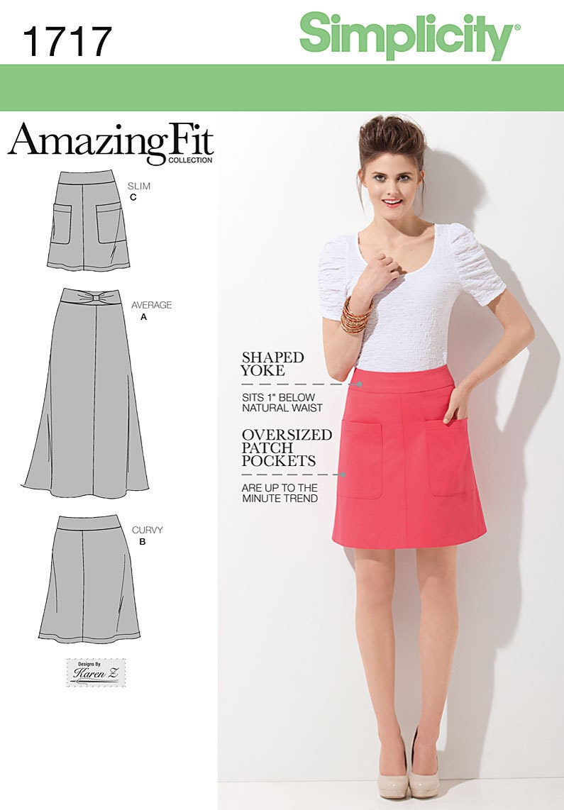 Simplicity 1717 A Line Skirt Pattern Amazing Fit by PatternParlor