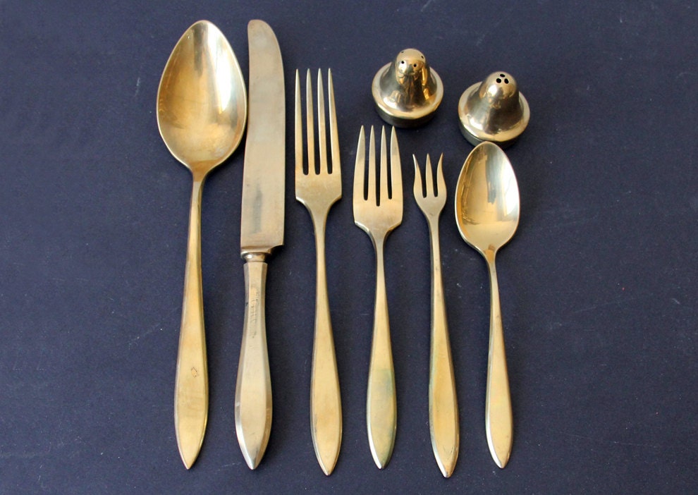 r e s e r v e d Gold Duralite Flatware Set by GallivantingGirls