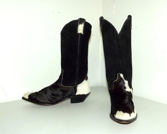 Black Leather and cow hair Western Cowgirl by honeyblossomstudio