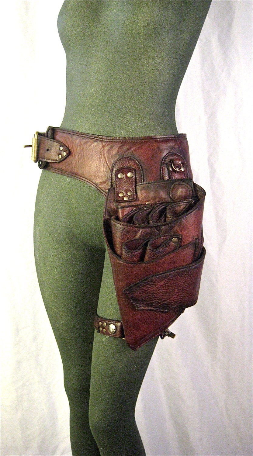 stylist shears holster belt with leg strap high by Renegadeicon