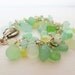 Aqua blue chalcedony bracelet. Leaf green and lemon yellow. Sterling silver charm bracelet.
