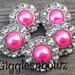NEW Set of Five LiMiTED Edition BRiGHT PiNK Pearl and Clear Rhinestone Buttons 25mm