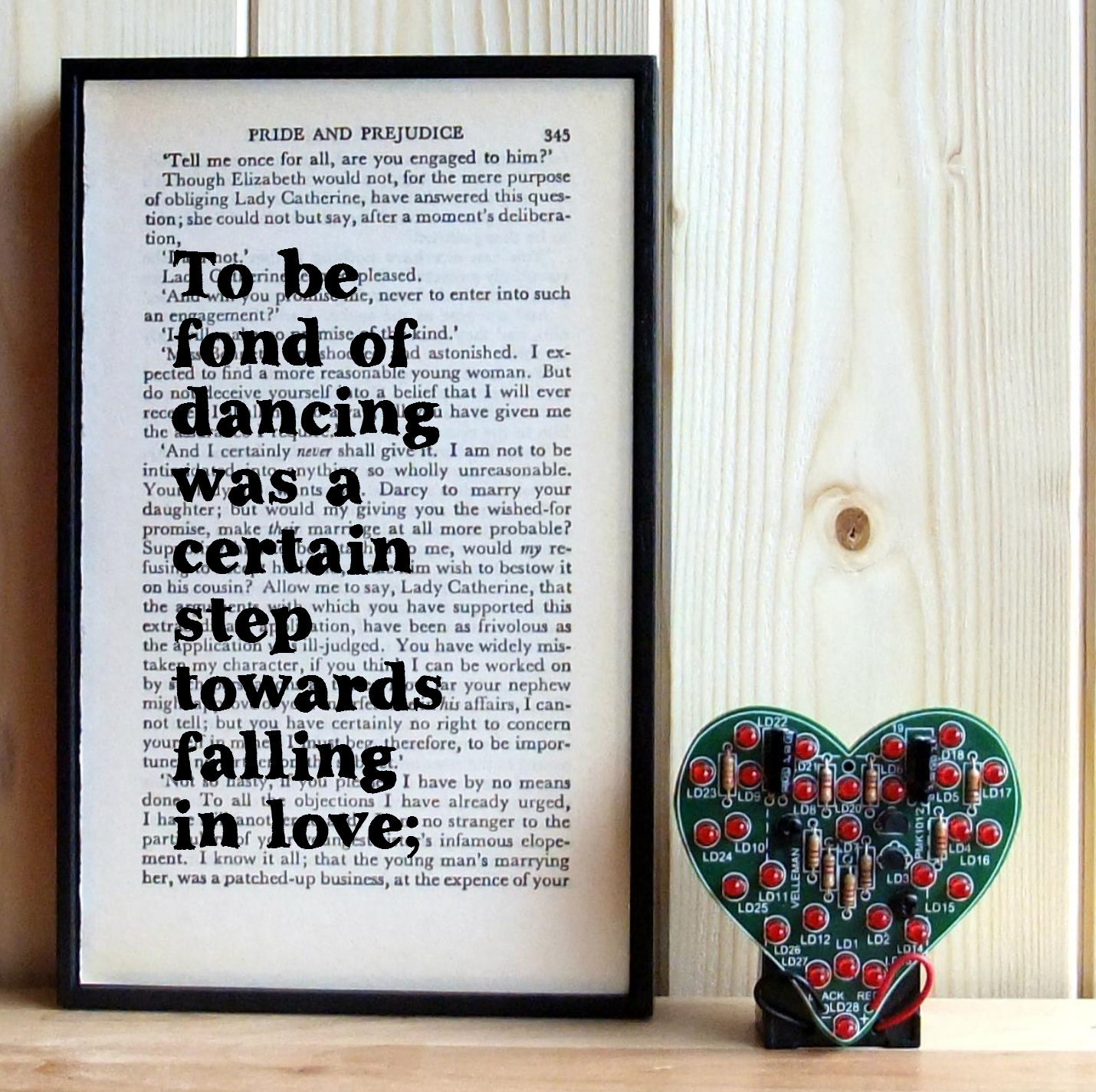 To be fond of dancing Pride and Prejudice Quote Framed Altered Book Art