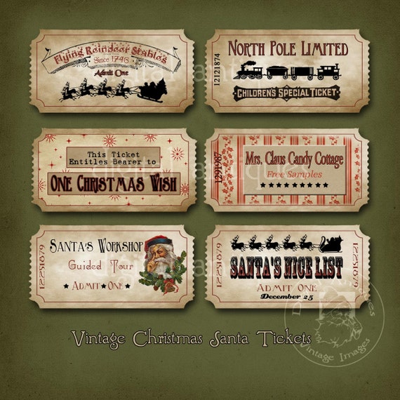 Vintage Christmas Tickets Sepia Printable by DigitalAntiques