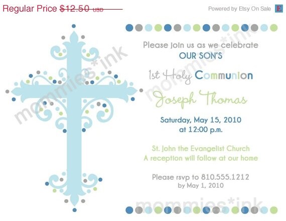 10% Off Holiday Sale First Communion or Baptism Invitation (Boy) - PRINTABLE INVITATION DESIGN Il_570xn