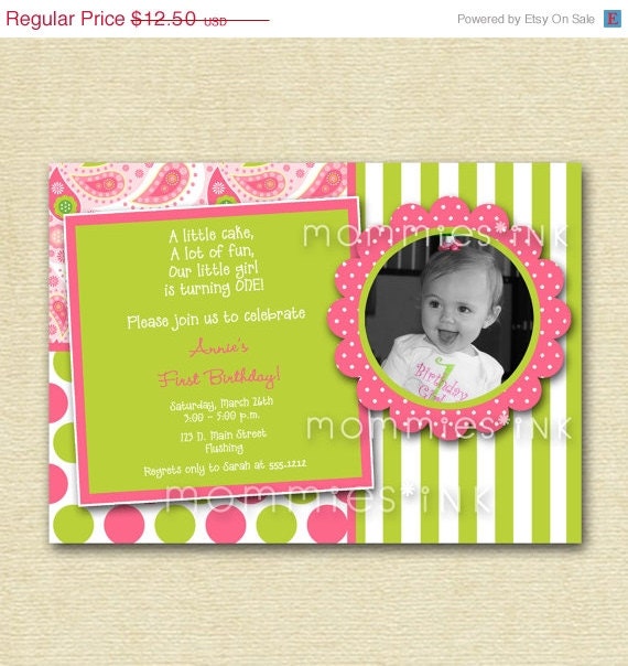 10% Off Holiday Sale Paisley Kaleidoscope Custom Photo Birthday Invitation - PRINTABLE INVITATION DESIGN Il_570xn