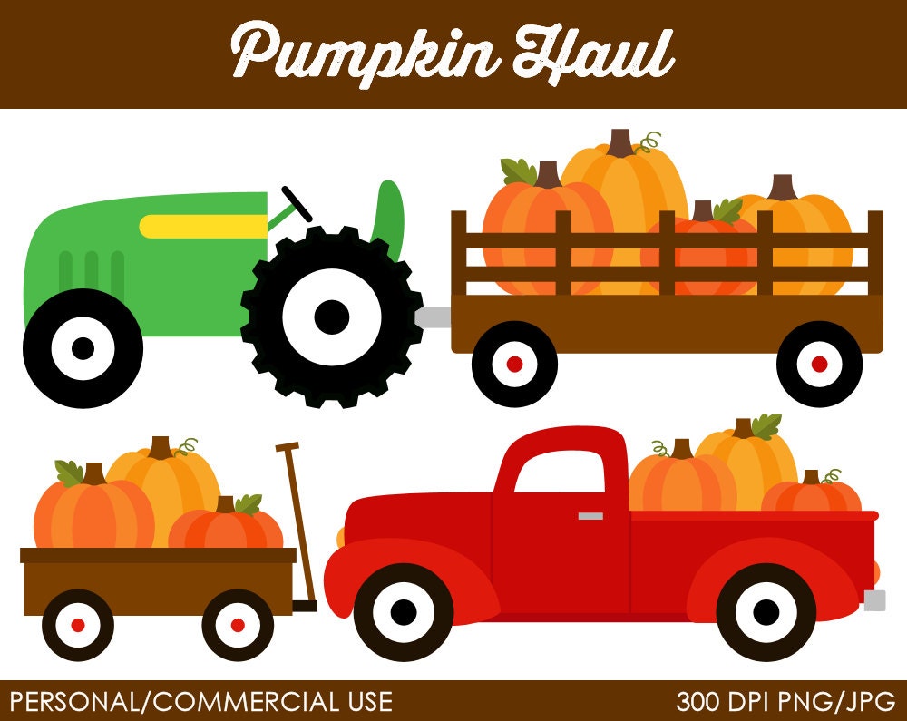Pumpkin Haul Clipart - Digital Clip Art Graphics for Personal or Commercial Use Il_570xn