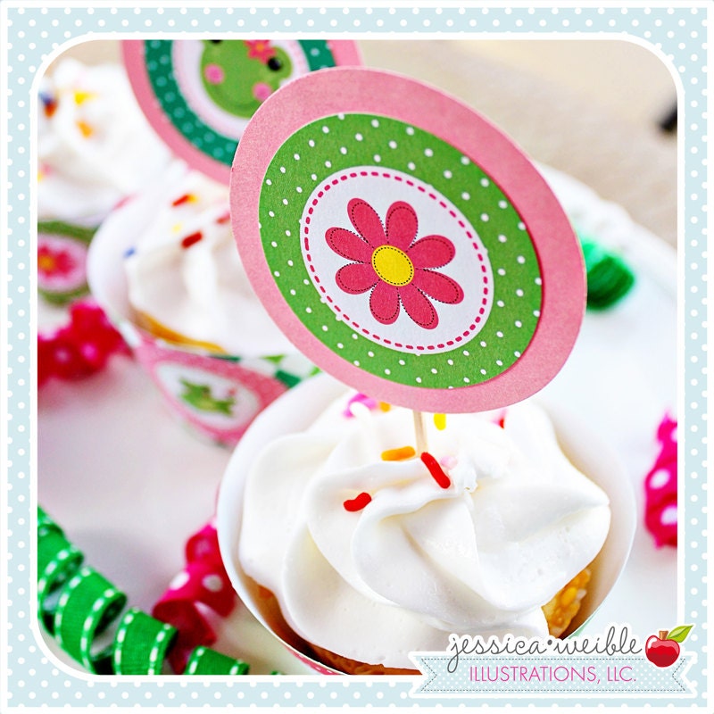 Spring Frogs Theme - Printable Party Tags - Cupake Toppers - Printable Party Favors - Frog Party Printables Il_570xn