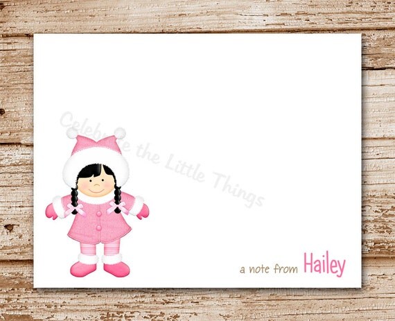Set of 8 / Girl Note Cards / Personalized Stationery / Notecards Il_570xn