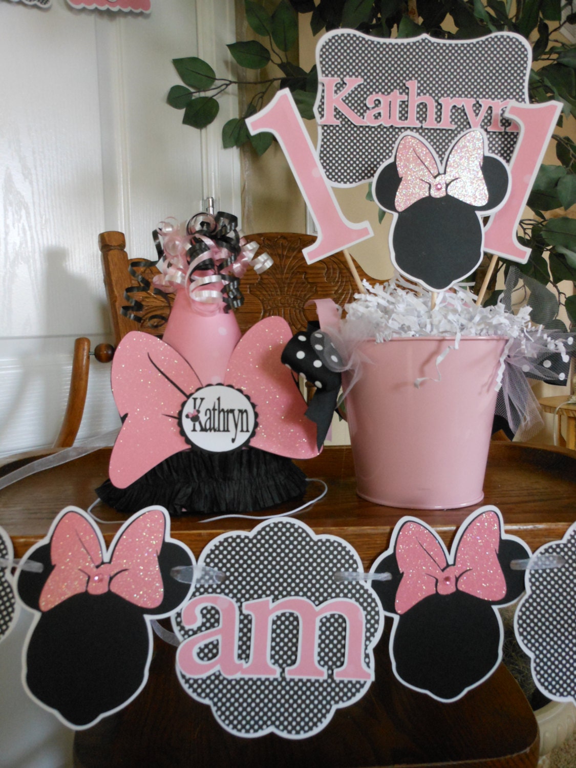Light Pink and Silhouette Minnie Mouse Birthday Party Package Il_570xn
