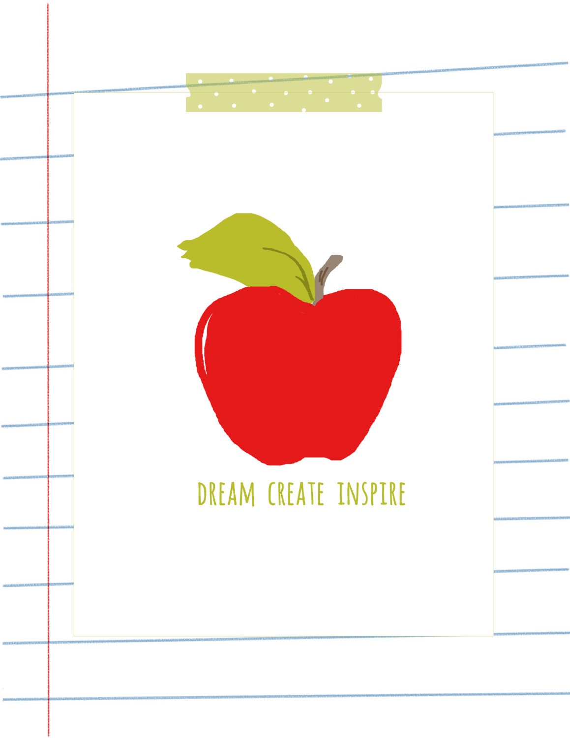 Art Print - Back to School Art - Apple Art-  - Teachers Gift - RoseHillDesignStudio