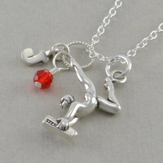 Gymnastics Necklace Sterling Silver Gymnast by SixSistersBeadworks