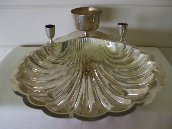 Silver Plate Serving Dish with Candle by OneVintageVagabond