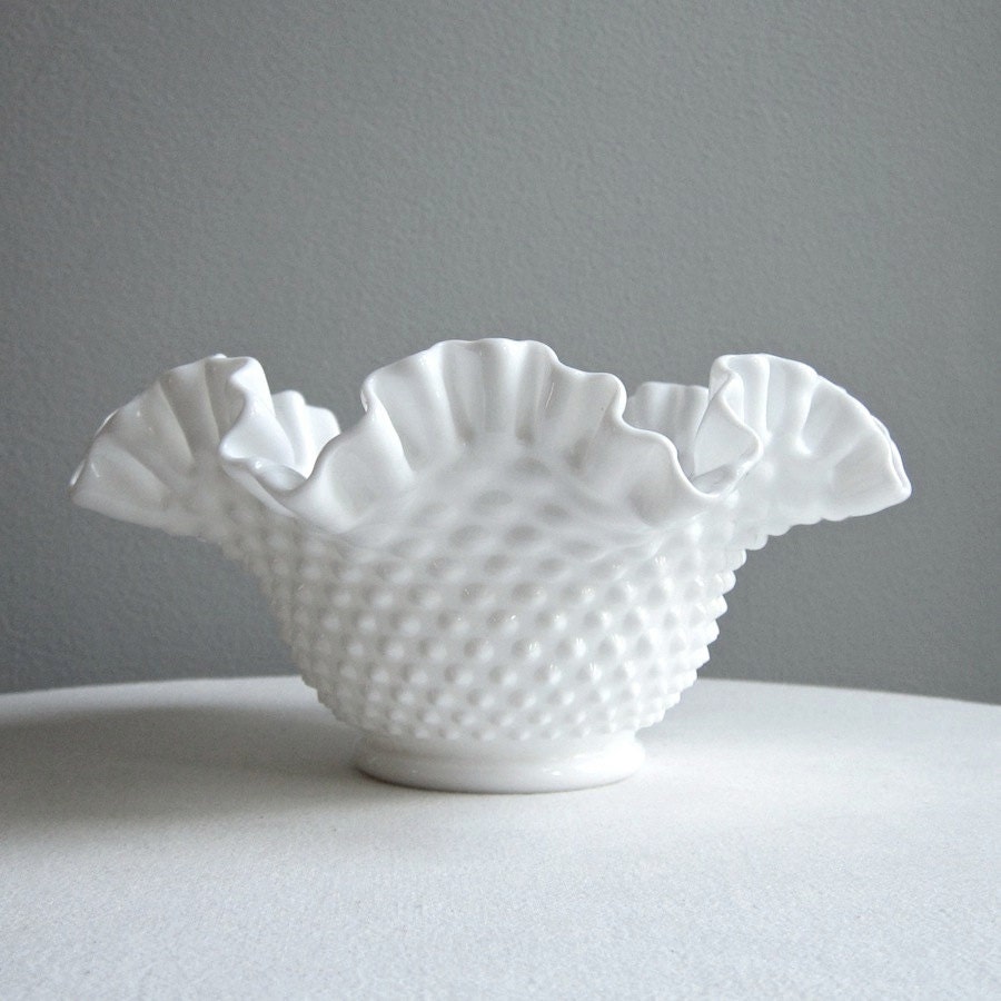 Hobnail Milk Glass Bowl by Fenton - Large White Bowl
