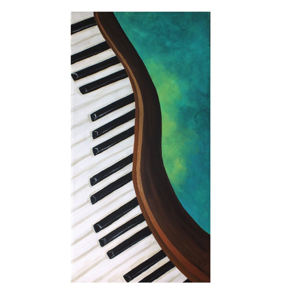 DANCING PIANO No.2, 12x24 Acrylic Canvas, Home Decor Wall Art, Music Themed Painting - nJoyArt