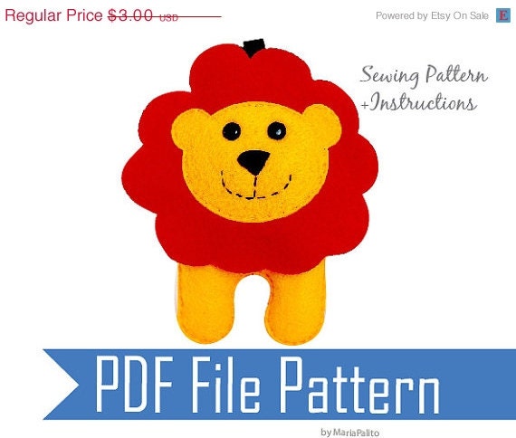 SALE Baby Lion PDF Sewing Pattern for Felt LION Ornament A505 Il_570xn
