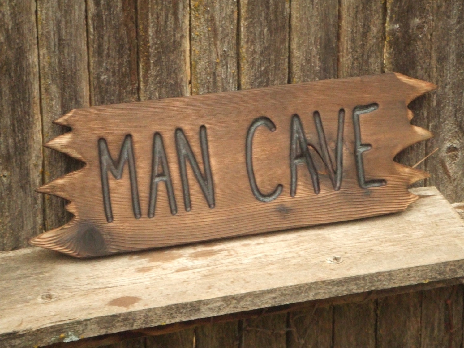 signs CAVE  MAN  hand   reclaimed  rustic   carved sign Wood carved painted   rustic     un