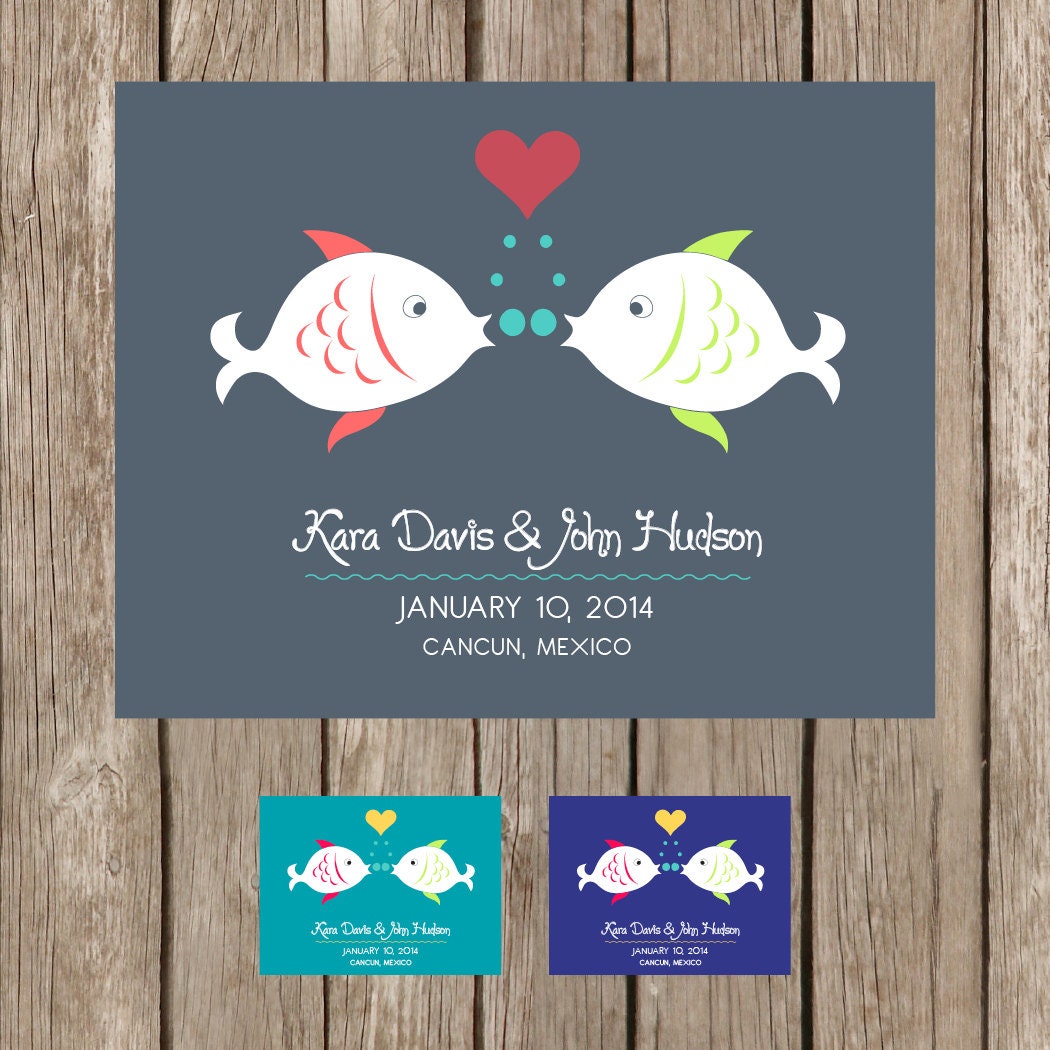 FISH KISS Save the Date DEPOSIT by ThePaperProposal on Etsy