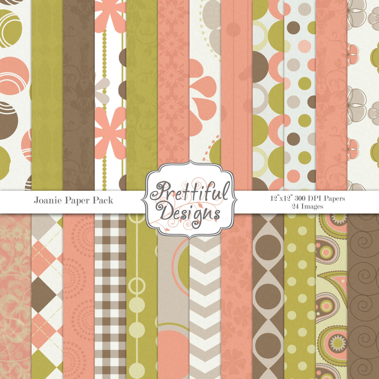 50% OFF SALE Digital Paper Pack - Personal and Commercial Use - Joanie (746) Il_570xn