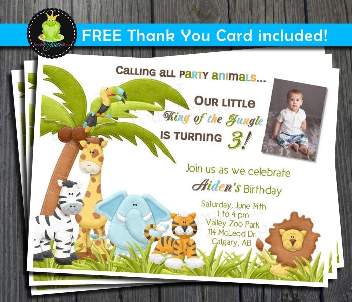 Jungle Birthday Invitation - FREE Thank You Card included Il_570xn