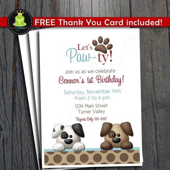 Puppy Party Invitation - FREE Thank You Card included Il_570xn