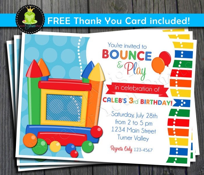 Bounce House Invitation - FREE Thank You Card included Il_570xn