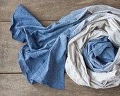 OmbrÃ© Scarf Indligo Blue Hand dyed Pareo cotton minimalist scarf polka dot scarf winter christmas gift - frenchfelt