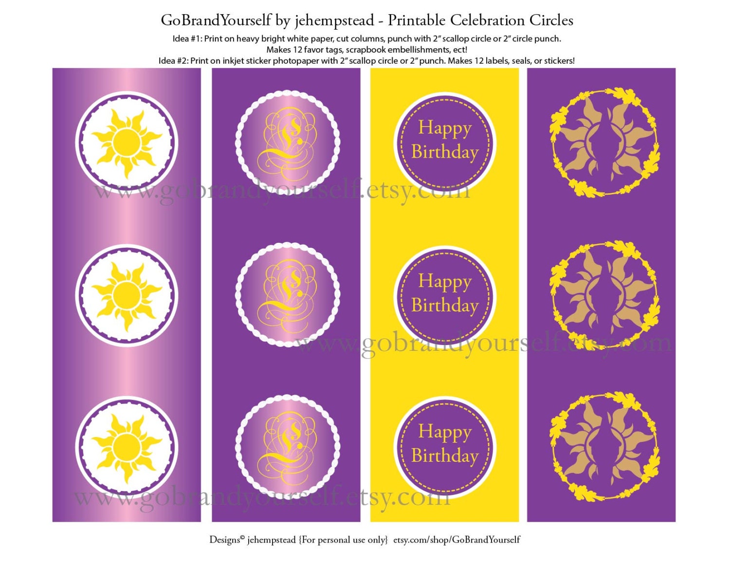 Tangled Inspired Printable Party Circles by GoBrandYourself
