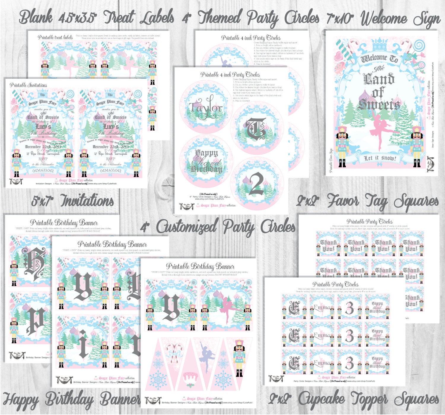 Sugar Plum Fairy Party, Nutcracker Party, Christmas Party - PRINTABLE PARTY COLLECTION - Cutie Putti Paperie Il_570xn