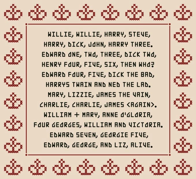 KINGS AND QUEENS of England Mnemonic Cross by neverdyingpoet