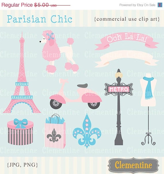 40% OFF SALE Paris clip art images, Eiffel tower clip art, royalty free clip art- Instant Download Il_570xn