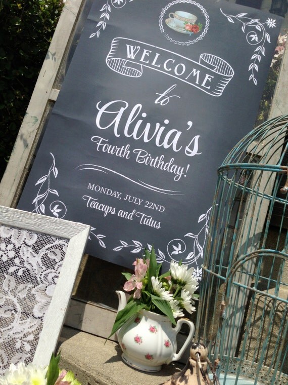 DIY, 20x30 Tea Party Chalkboard Poster Il_570xn