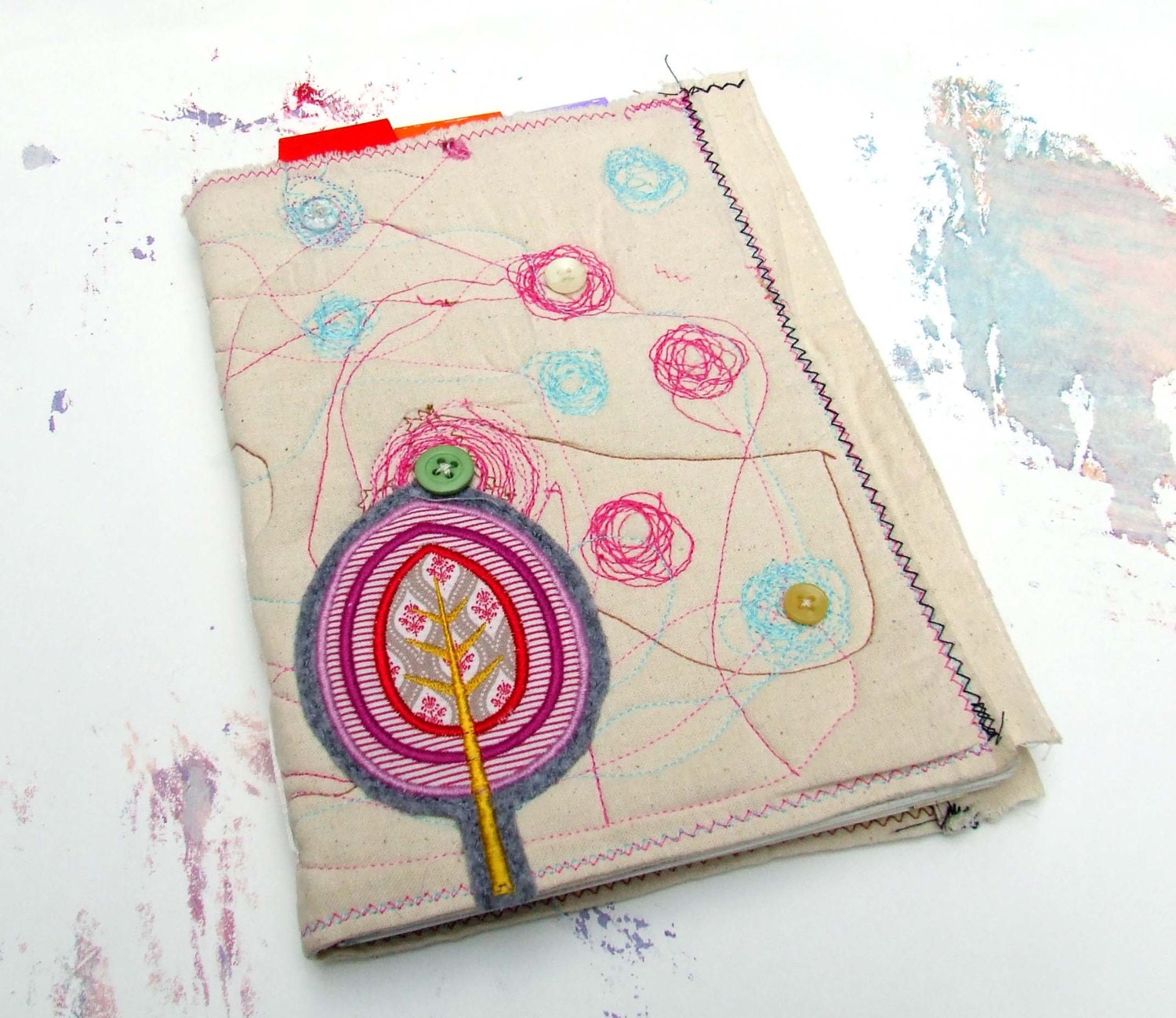 Handmade  Journal - fabric covered Scrap journal - Diary - photo album - ROD journal - Junk Book - Junque Art journal - travel journal - ArjatisDaughter