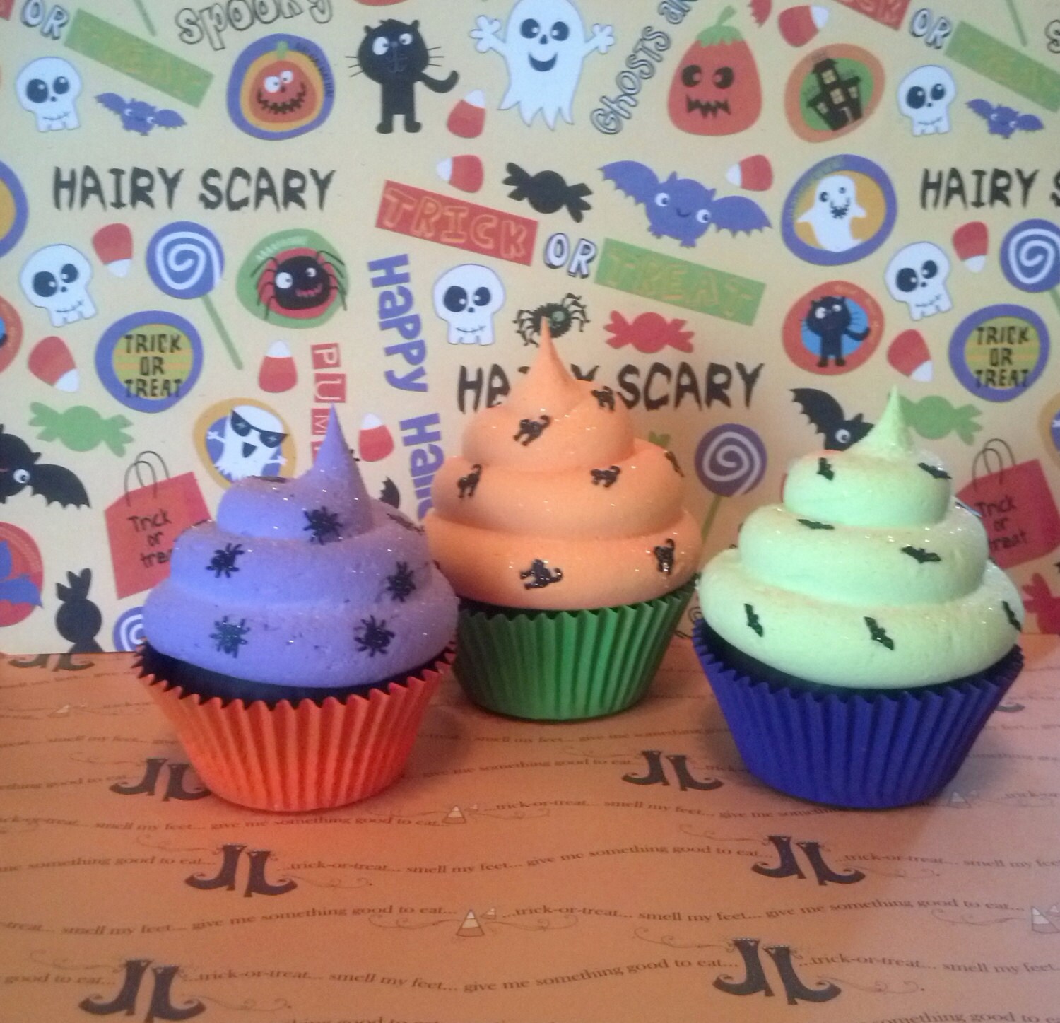 Set Of Halloween Fake Cupcake Photo Props By FakeCupcakeCreations