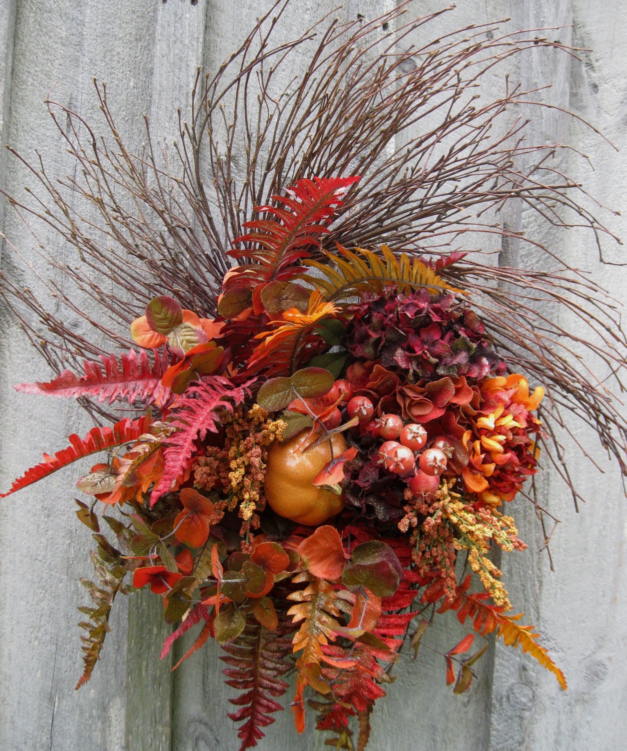 Fall Wreath, Autumn Designer Wreath, Thanksgiving, Harvest, Elegant Holiday Wreath - NewEnglandWreath