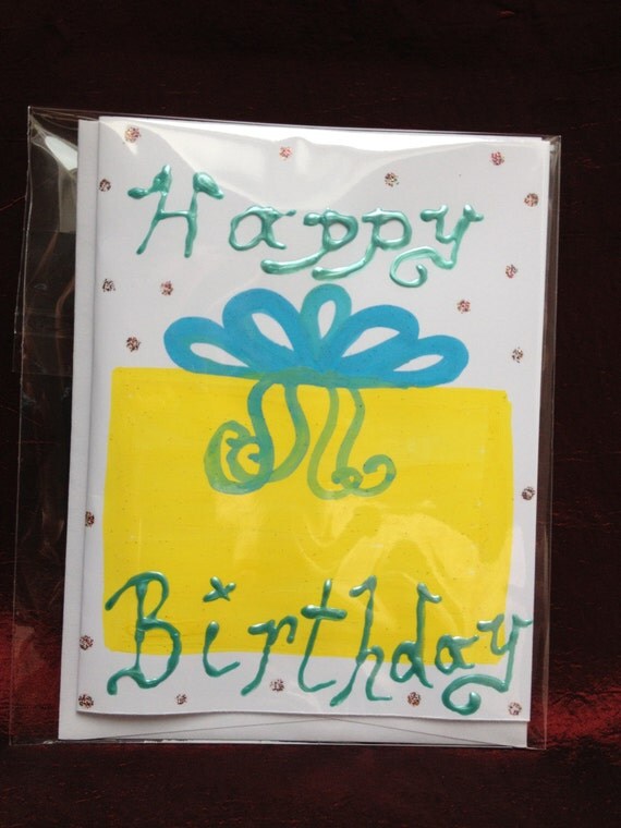 Items similar to Happy Birthday Hand Painted Greeting Card on Etsy