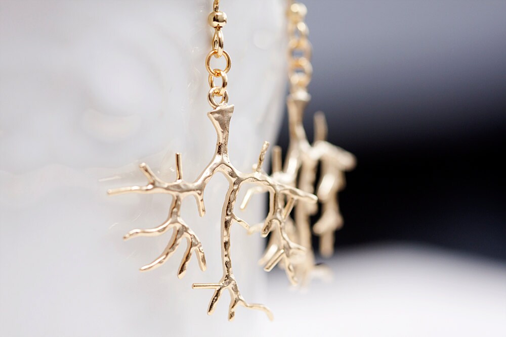Tree Branch Earrings Tree Dangle Earrings Gold Tree Earrings Whimsical Winter Tree Jewelry - E092 - SilentRoses