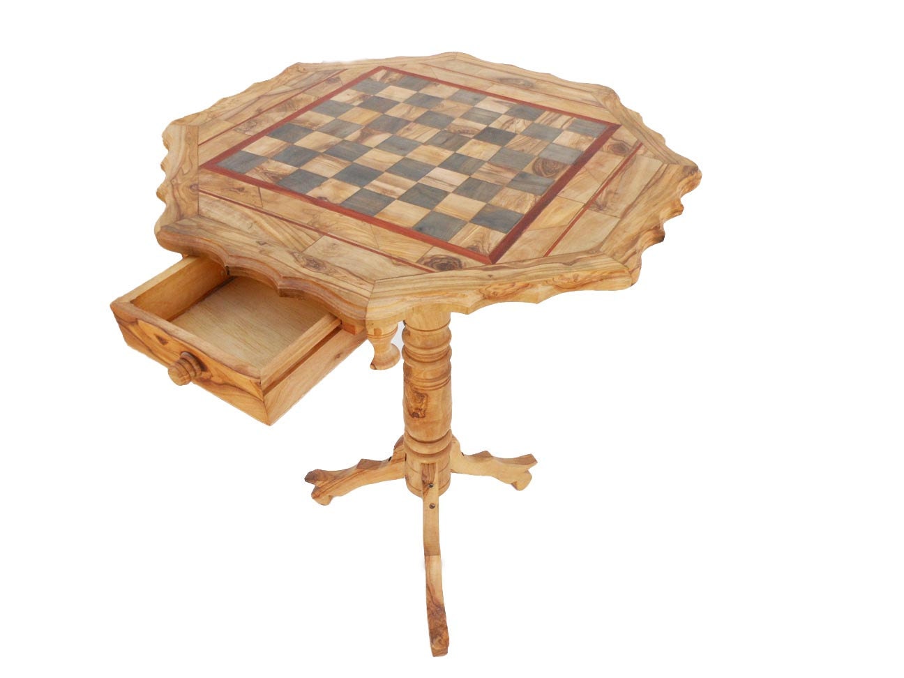 Olive wood chess table / Wooden rustic exotic by TunisiaHandMade