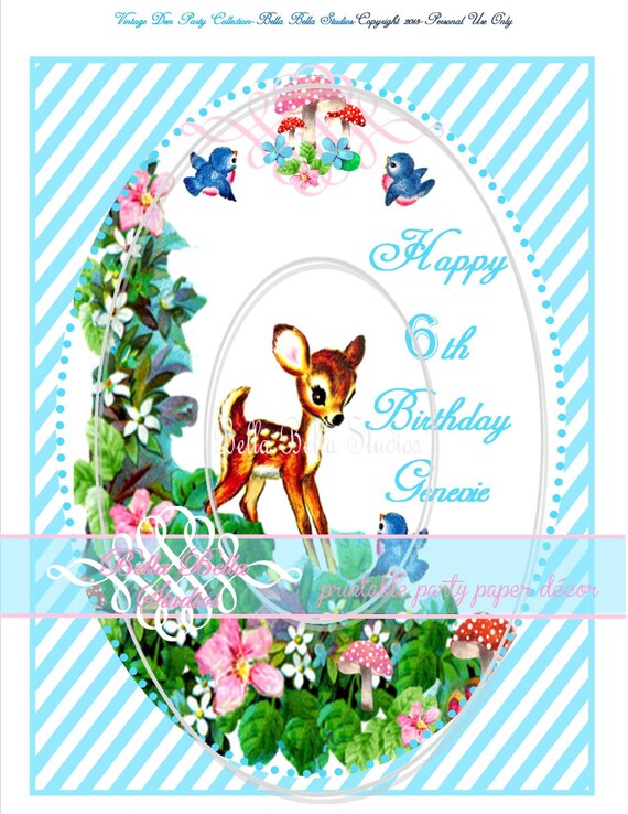Vintage Baby DEER {Blue} PRINTABLE Customized SIGN by Bella Bella Studios Il_570xn