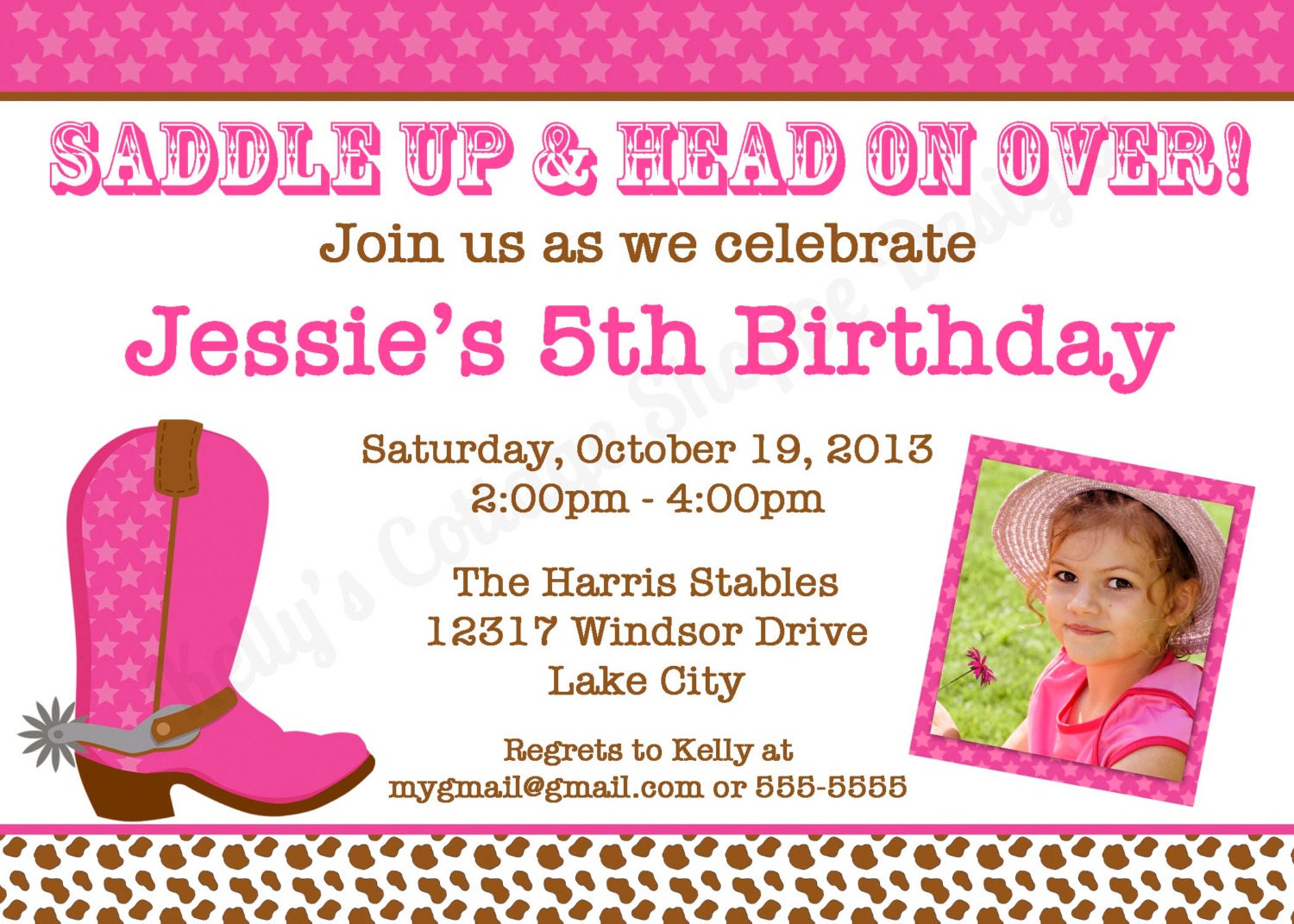 Cowgirl Photo Birthday Invitation.... Custom, Printable, Digital Il_570xn