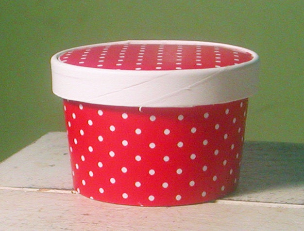72 Color Choices - Polka Dot Ice Cream, Soup, Favor Cup with Lids - Set of 12 Il_570xn