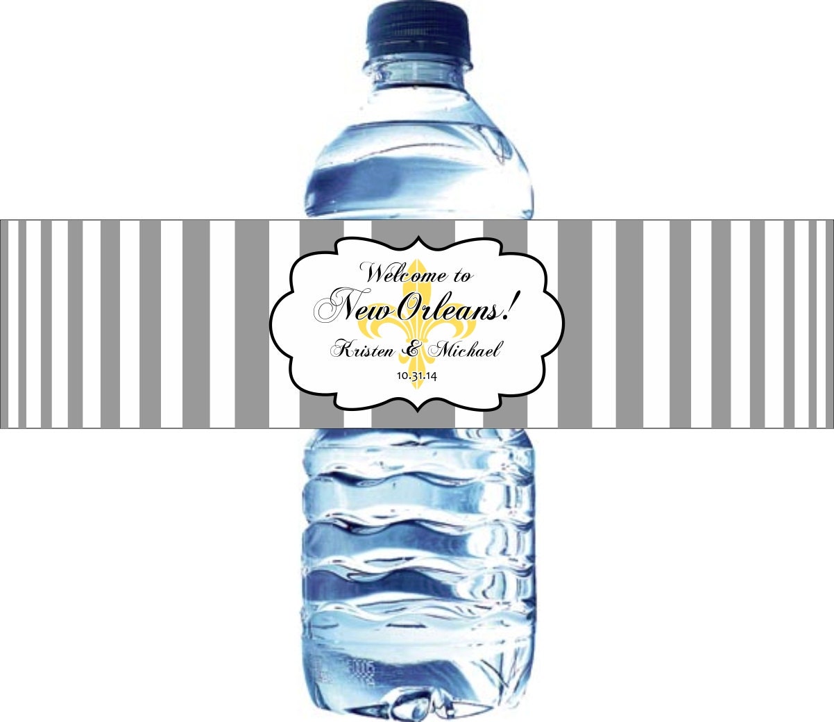 100 Fleur-de-lis Wedding Water Bottle Labels - Waterproof Labels Printed with your wedding colors Il_570xn