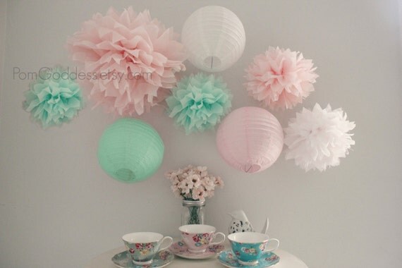 Mint and Pink Wedding Decoration.mint wedding,Blush Pink Birthday Decoration,Mint Decor,Mobile Decor,Reception,Baby Shower,Bridal Shower Il_570xn