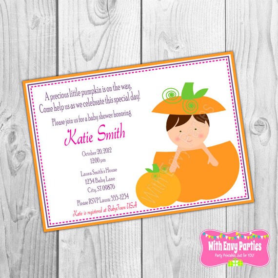 Pumpkin Baby Shower Invitation, Printable Little Pumpkin Invitation, DIY Invitation Il_570xn